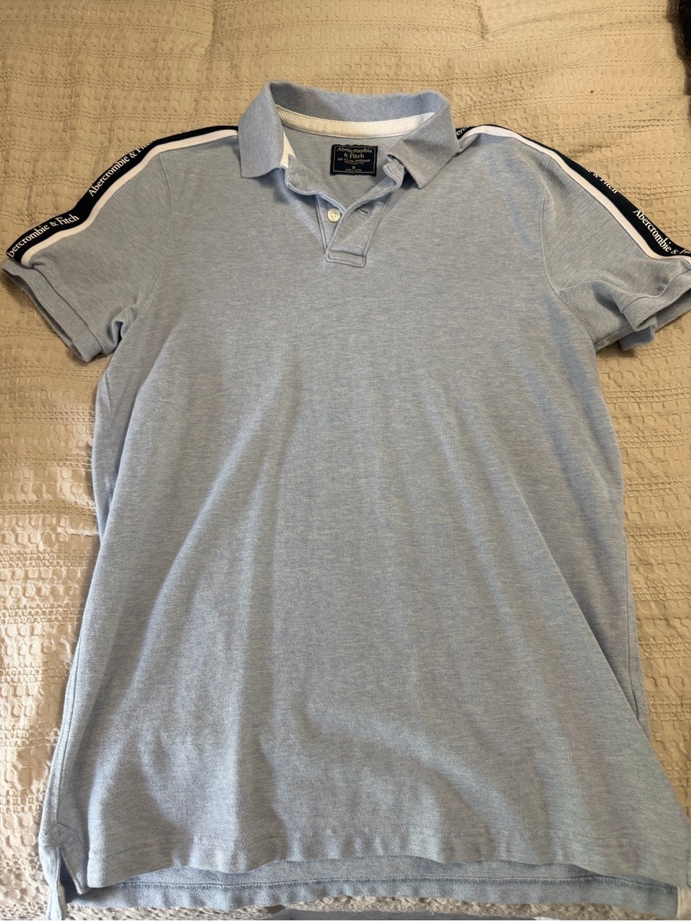 Abercrombie & Fitch Pale Blue Polo with Navy Shoulder Tape
